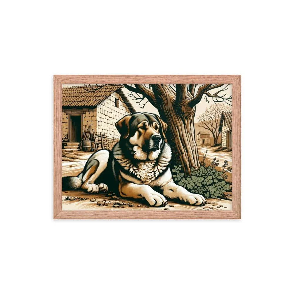 Anatolian Shepherd Dog Resting Rural Scene Illustration Framed Poster - Oh Posters