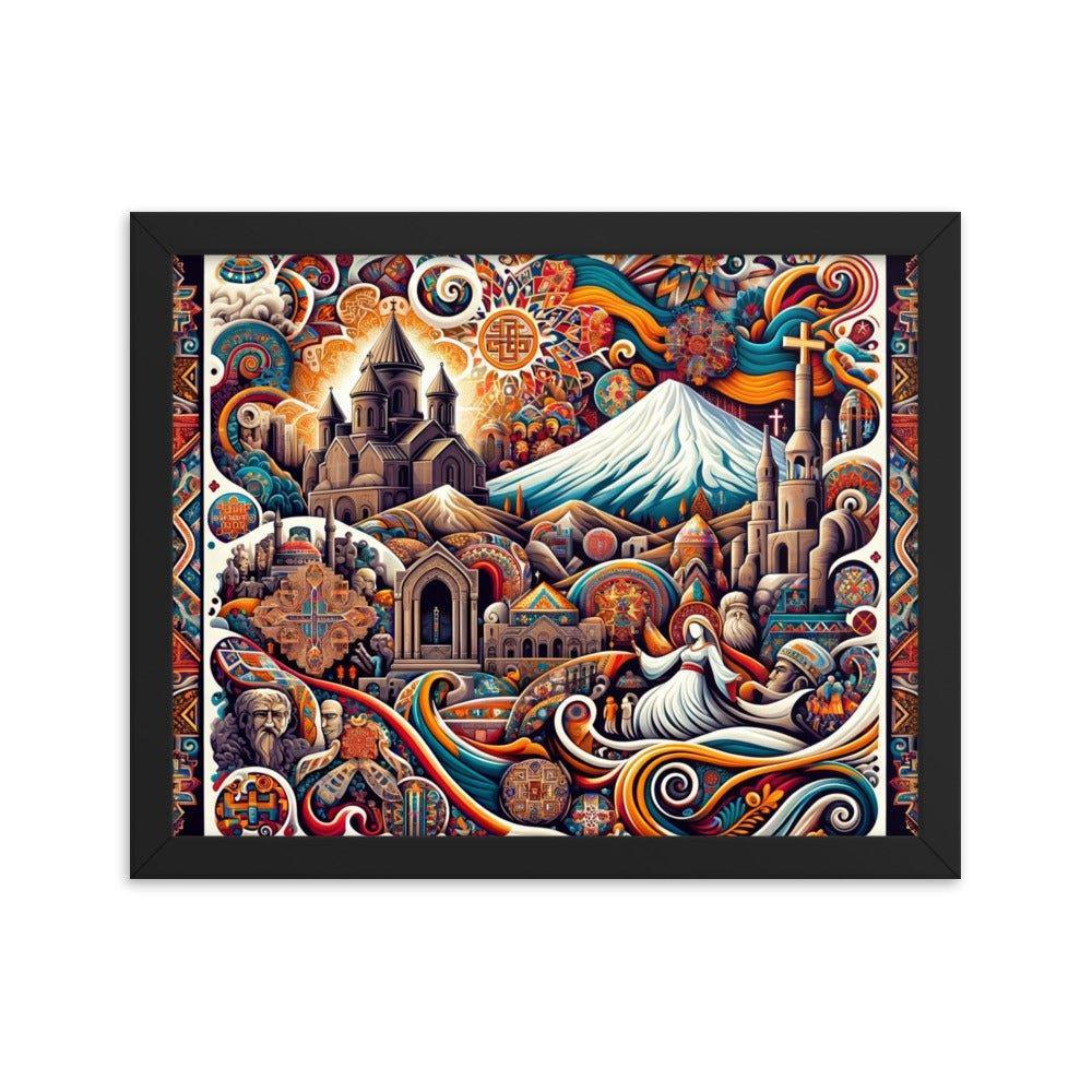 Armenian Mountains Folklore Illustration Framed Poster - Oh Posters