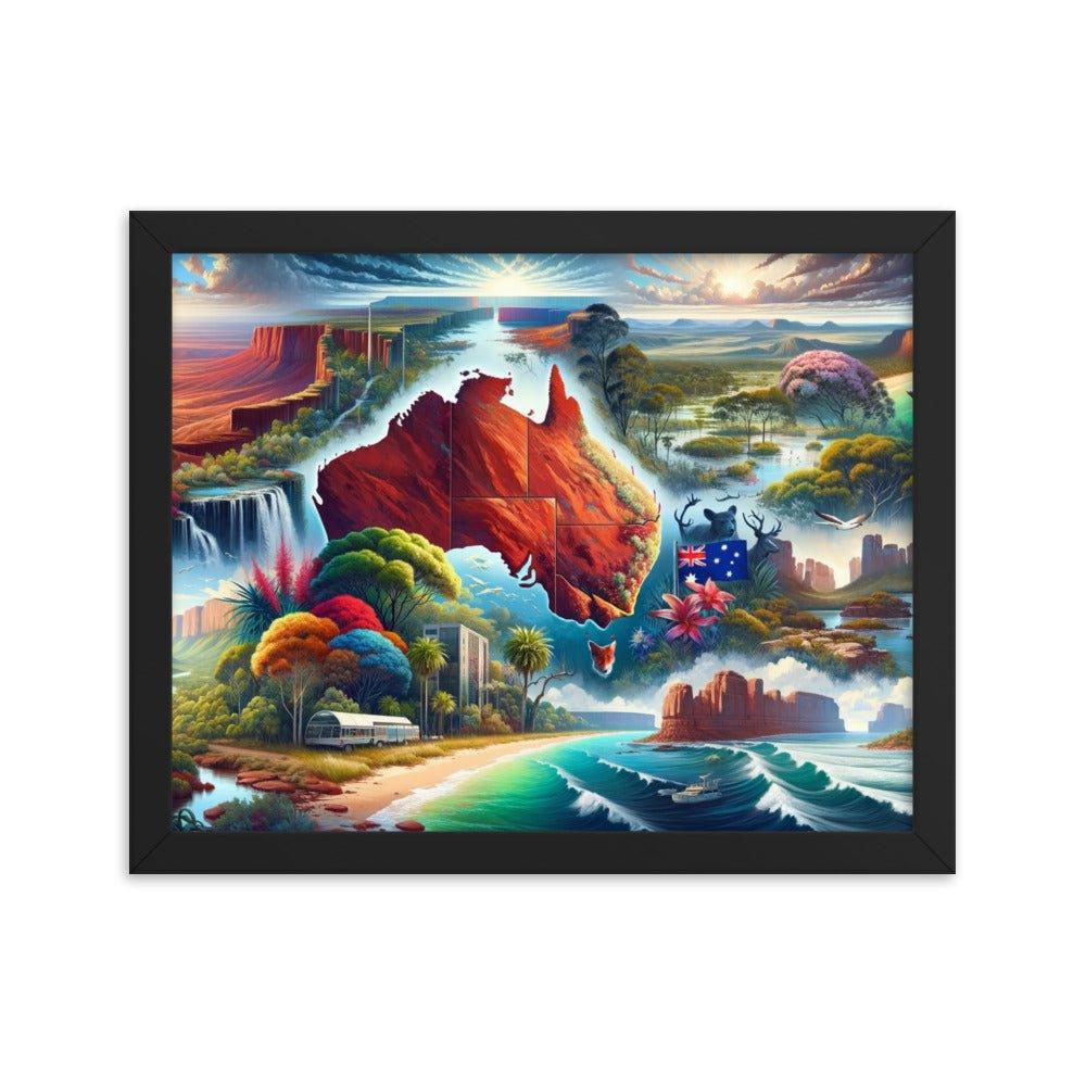 Australia Collage Iconic Landmarks and Nature Surreal Art Framed Poster - Oh Posters