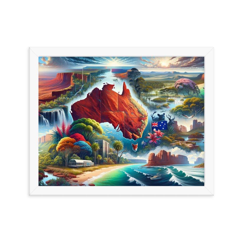 Australia Collage Iconic Landmarks and Nature Surreal Art Framed Poster - Oh Posters