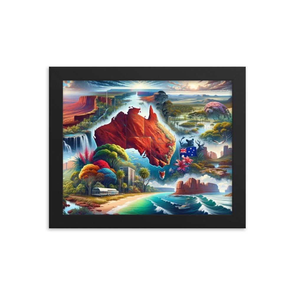 Australia Collage Iconic Landmarks and Nature Surreal Art Framed Poster - Oh Posters