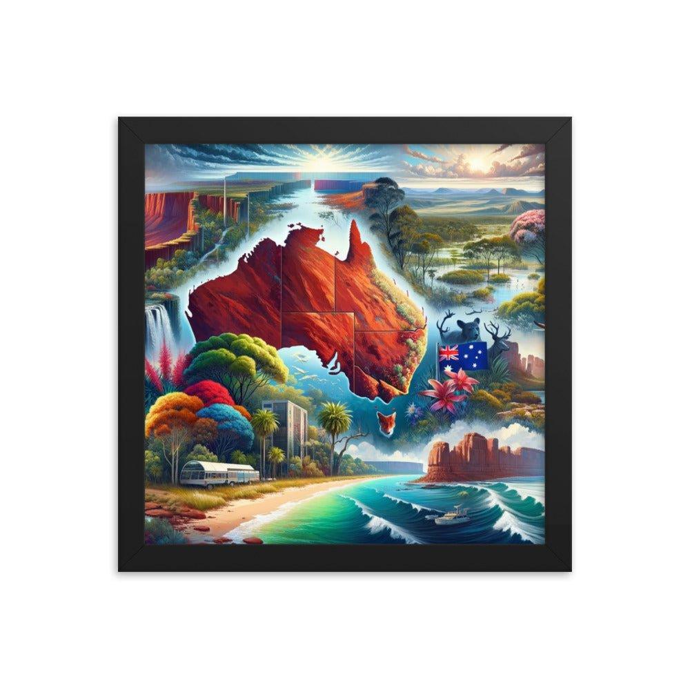 Australia Collage Iconic Landmarks and Nature Surreal Art Framed Poster - Oh Posters