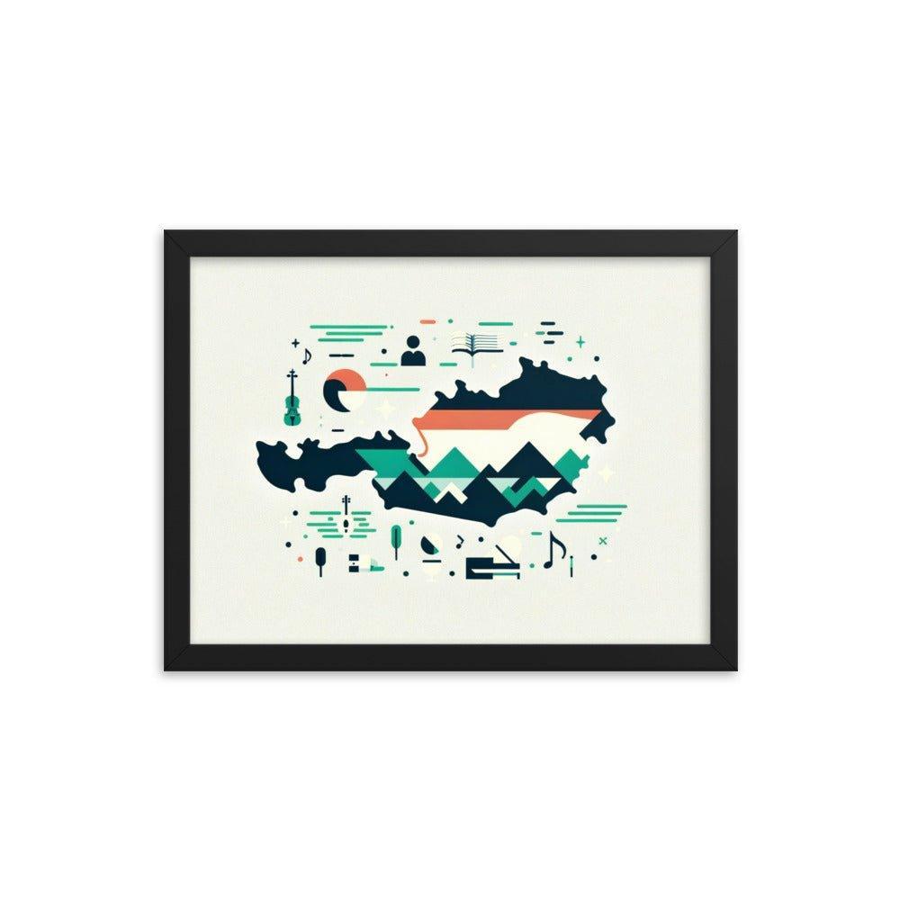 Australia Minimalist Map with Iconic Symbols Framed Poster - Oh Posters