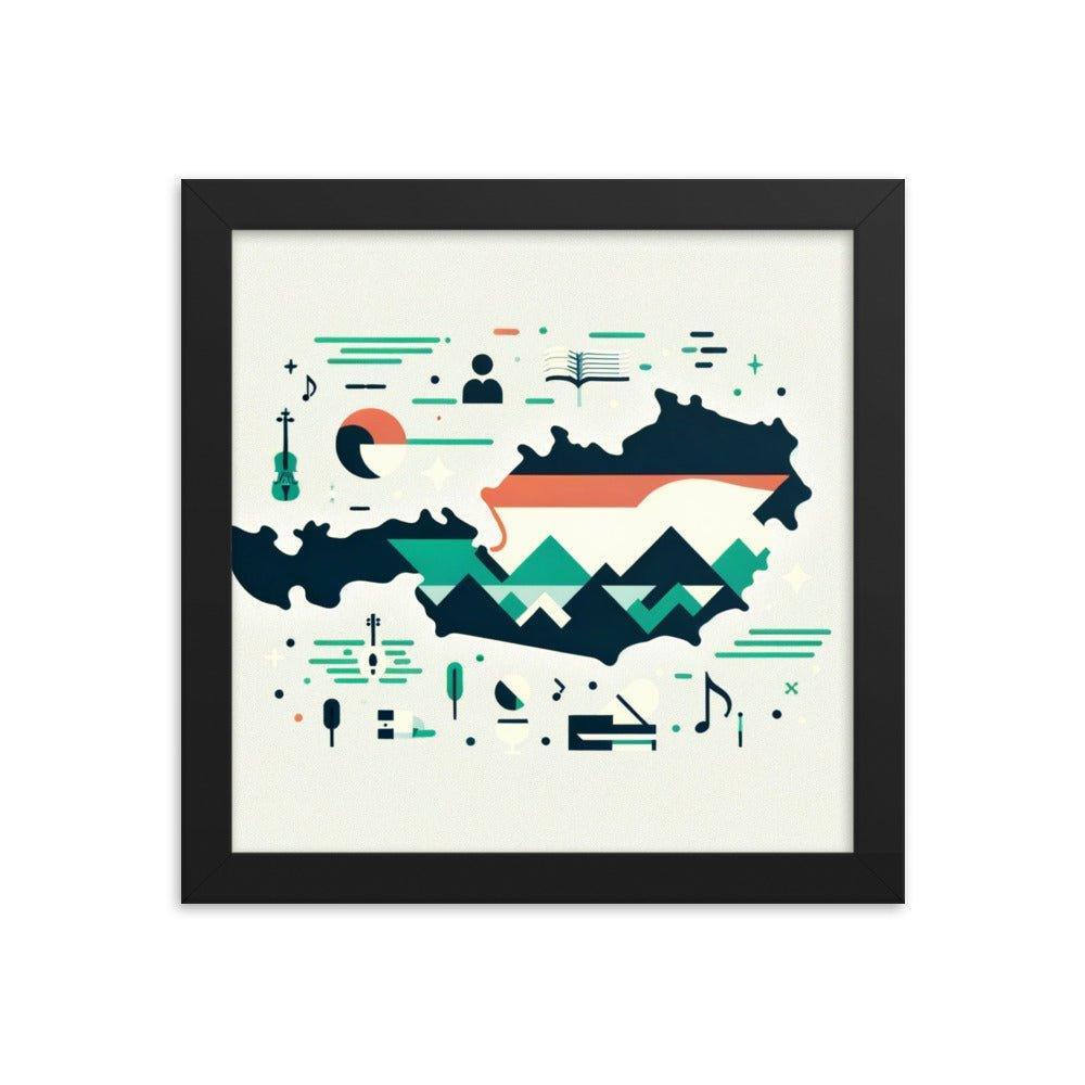 Australia Minimalist Map with Iconic Symbols Framed Poster - Oh Posters