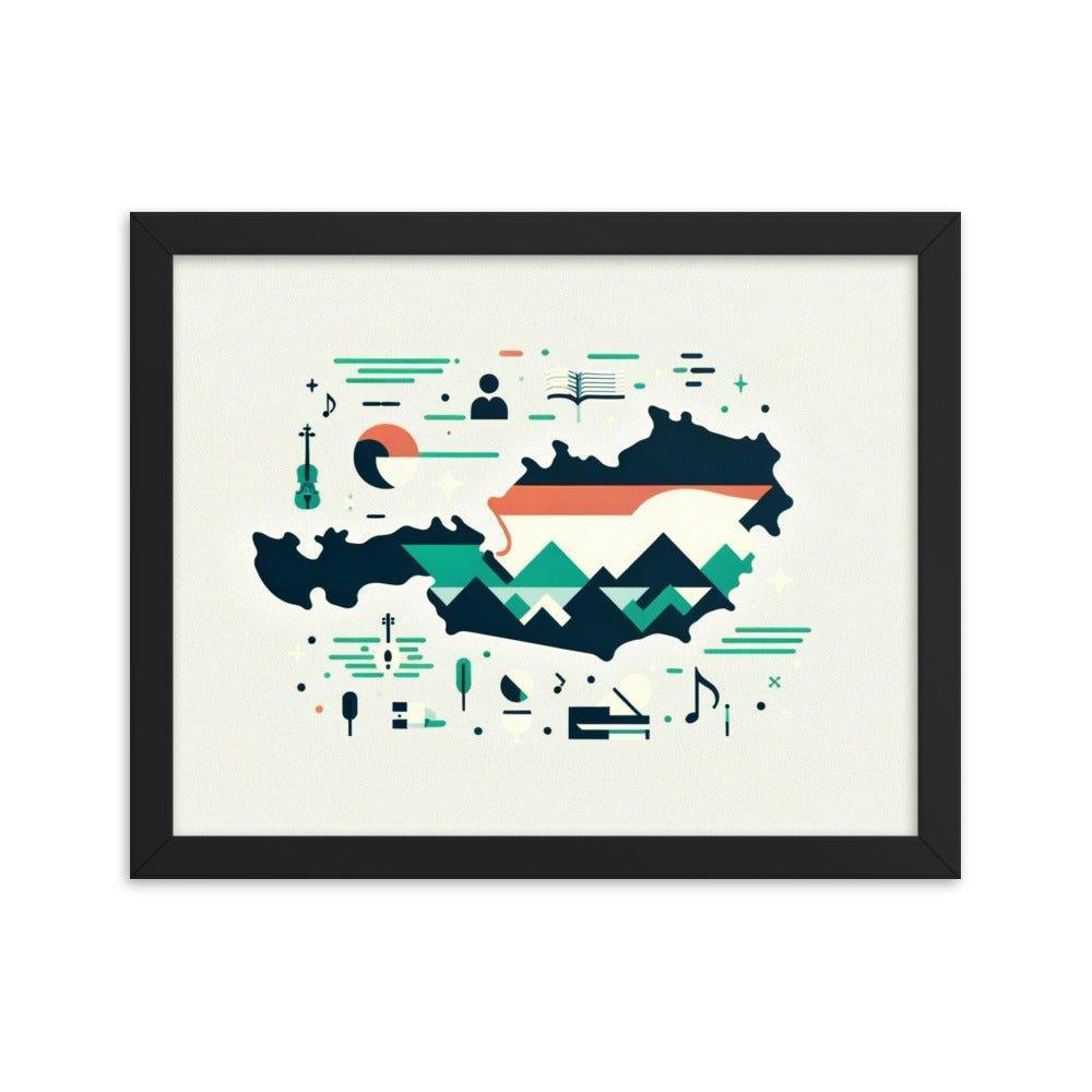 Australia Minimalist Map with Iconic Symbols Framed Poster - Oh Posters