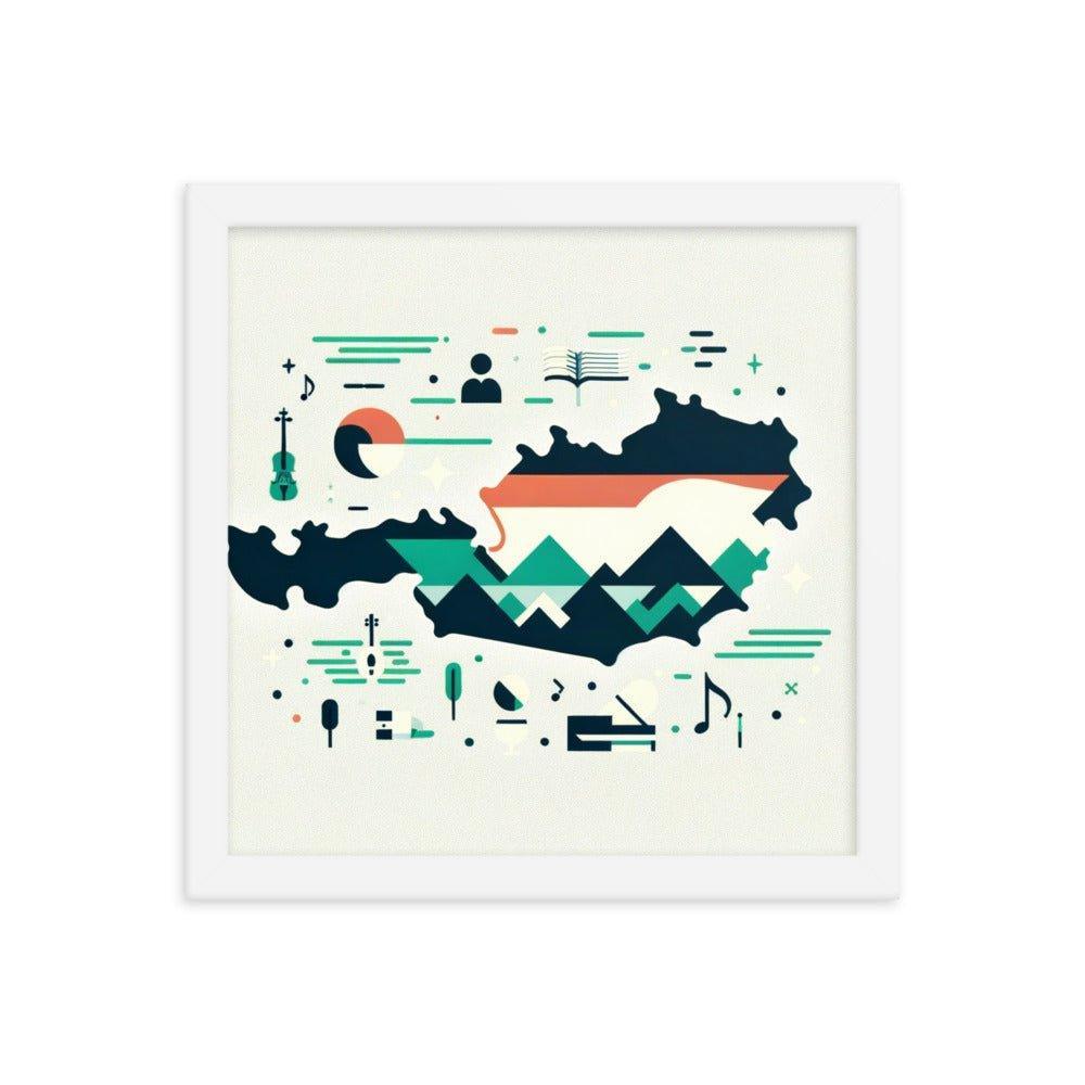 Australia Minimalist Map with Iconic Symbols Framed Poster - Oh Posters