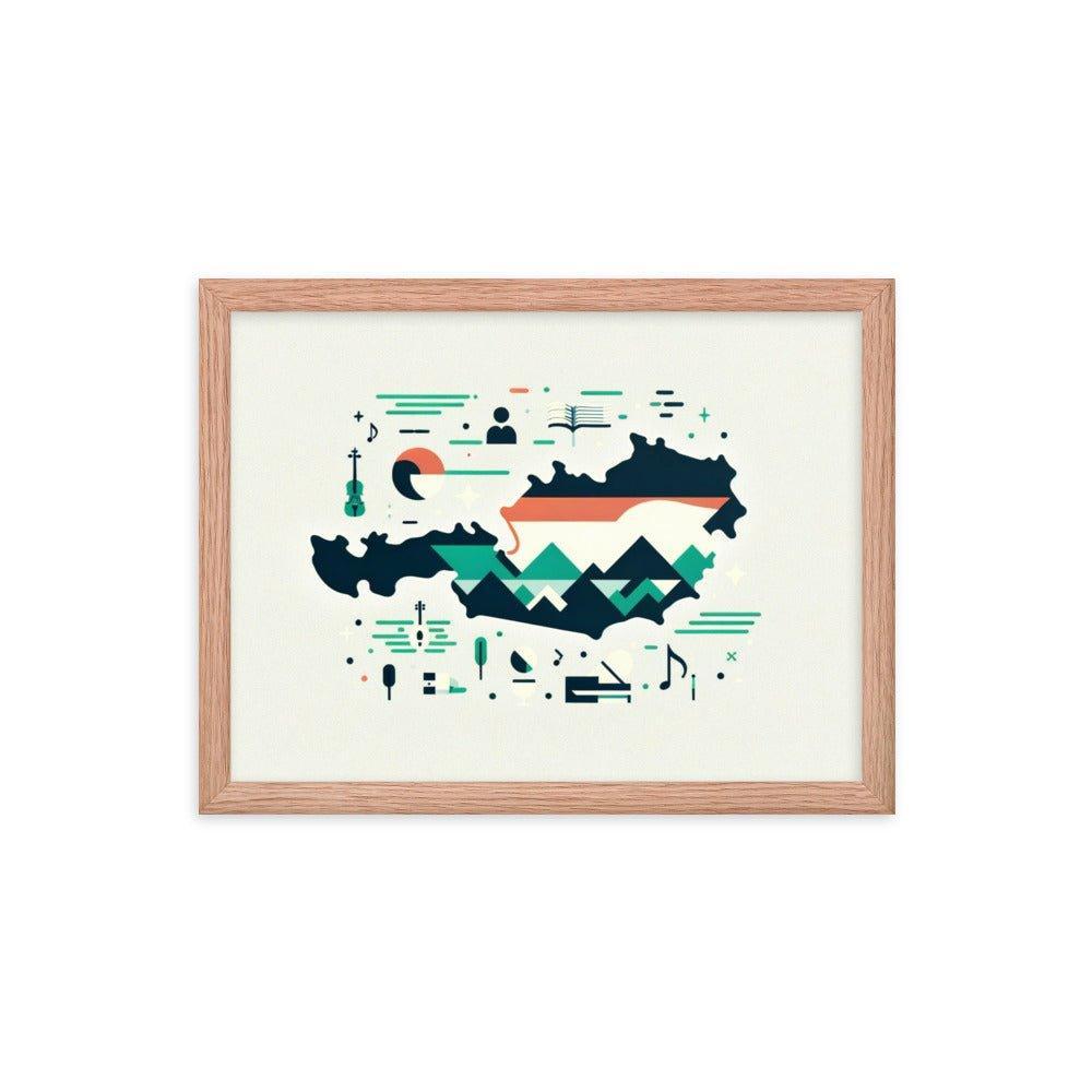 Australia Minimalist Map with Iconic Symbols Framed Poster - Oh Posters