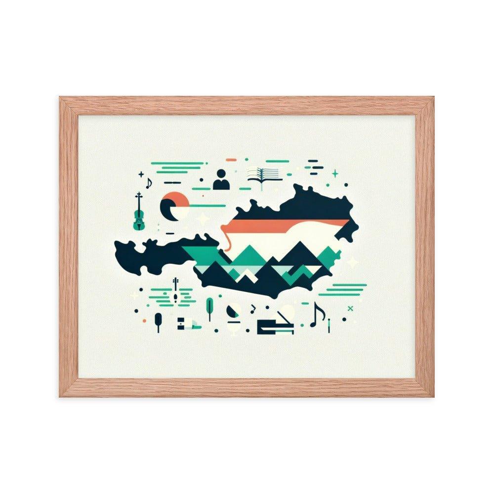 Australia Minimalist Map with Iconic Symbols Framed Poster - Oh Posters