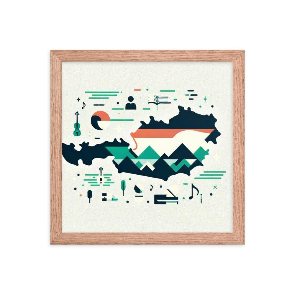 Australia Minimalist Map with Iconic Symbols Framed Poster - Oh Posters