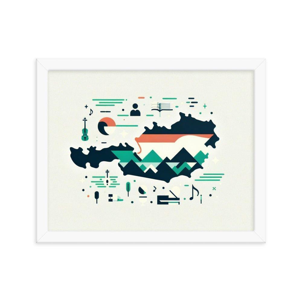 Australia Minimalist Map with Iconic Symbols Framed Poster - Oh Posters