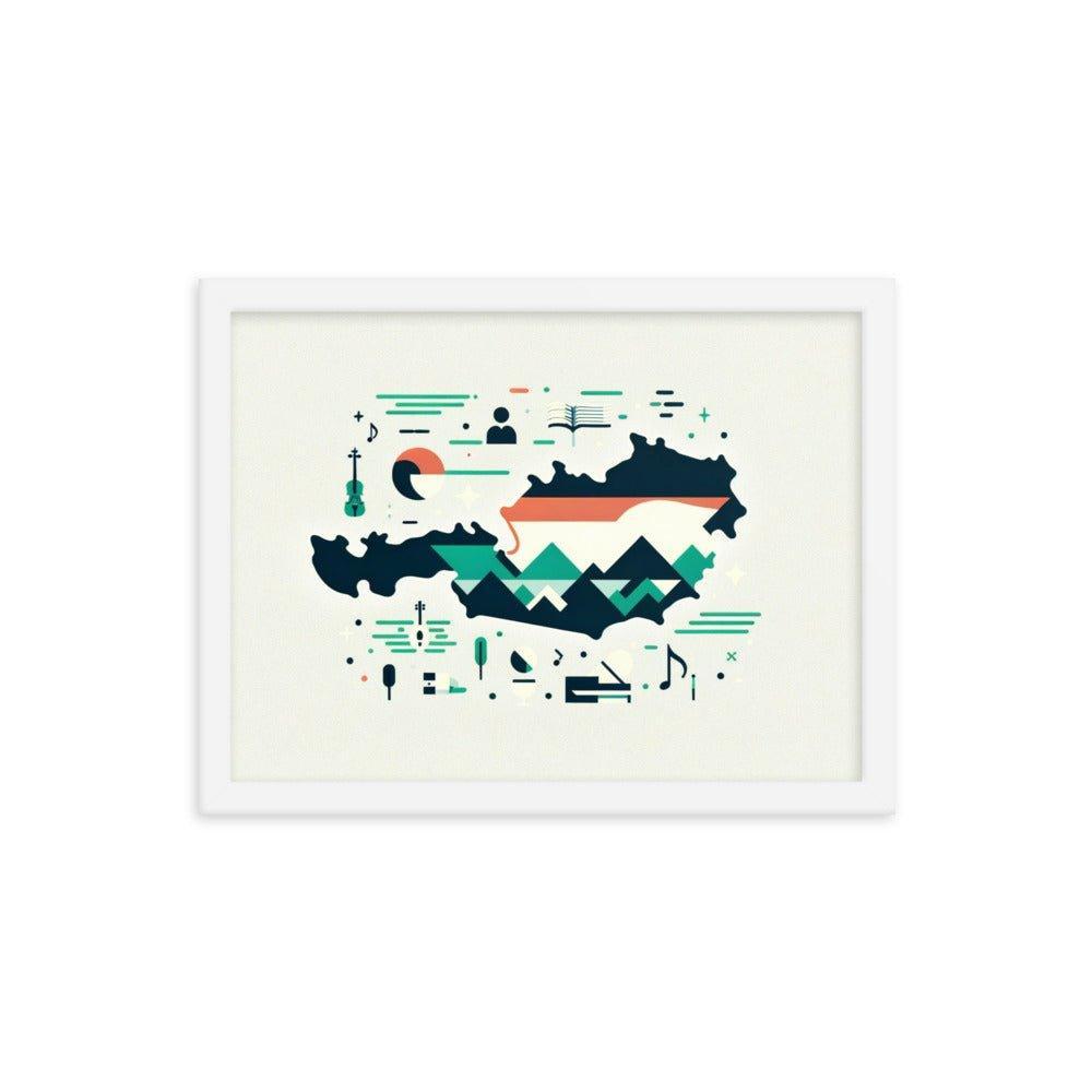 Australia Minimalist Map with Iconic Symbols Framed Poster - Oh Posters