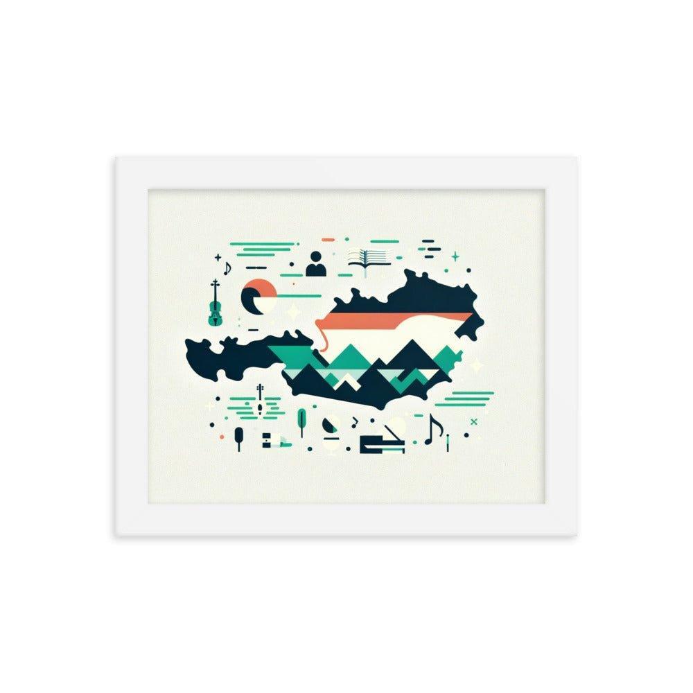 Australia Minimalist Map with Iconic Symbols Framed Poster - Oh Posters