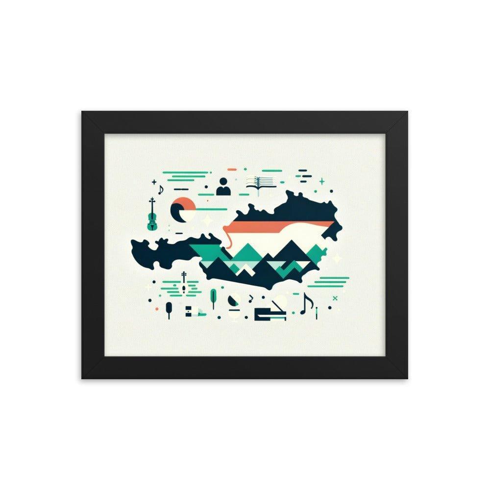 Australia Minimalist Map with Iconic Symbols Framed Poster - Oh Posters