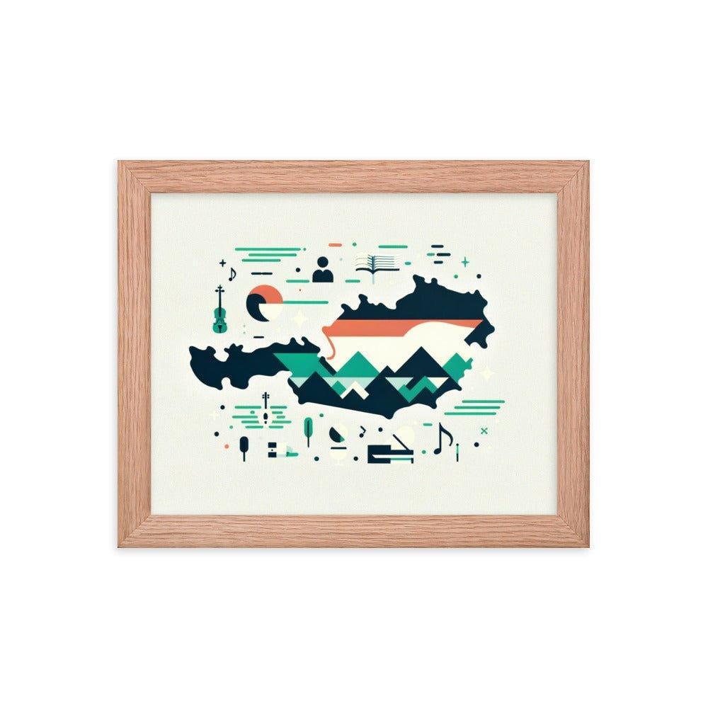 Australia Minimalist Map with Iconic Symbols Framed Poster - Oh Posters