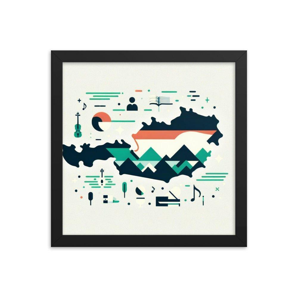 Australia Minimalist Map with Iconic Symbols Framed Poster - Oh Posters