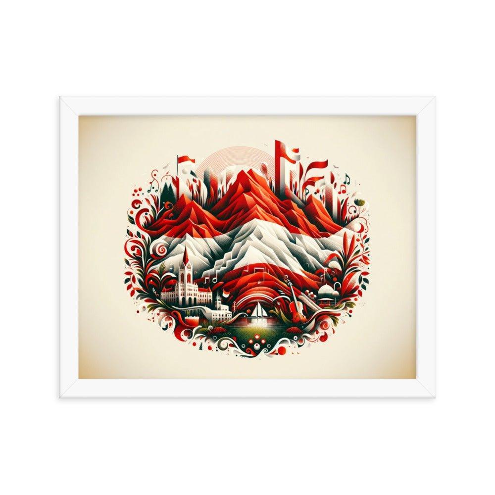 Austrian Alps Folk Art Nestled Village Decorative Framed Poster - Oh Posters