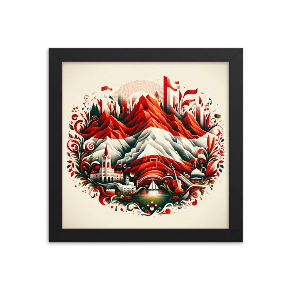 Austrian Alps Folk Art Nestled Village Decorative Framed Poster - Oh Posters