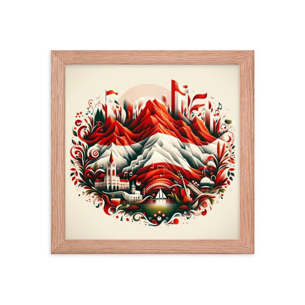 Austrian Alps Folk Art Nestled Village Decorative Framed Poster - Oh Posters