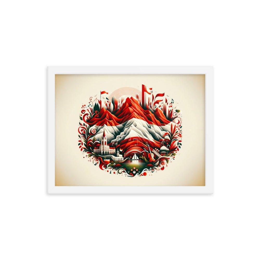 Austrian Alps Folk Art Nestled Village Decorative Framed Poster - Oh Posters