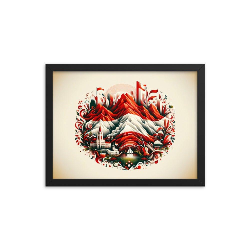 Austrian Alps Folk Art Nestled Village Decorative Framed Poster - Oh Posters