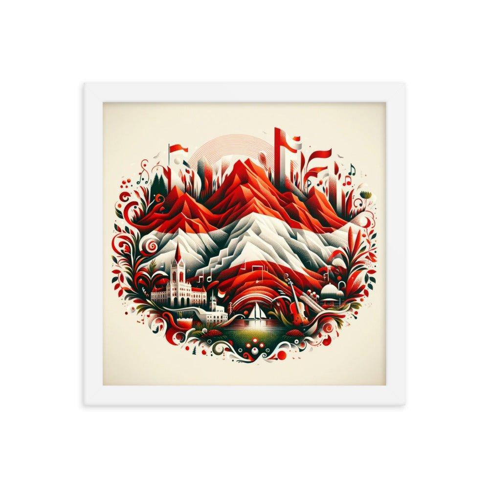 Austrian Alps Folk Art Nestled Village Decorative Framed Poster - Oh Posters
