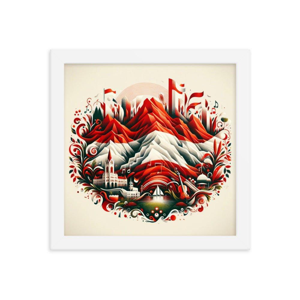 Austrian Alps Folk Art Nestled Village Decorative Framed Poster - Oh Posters
