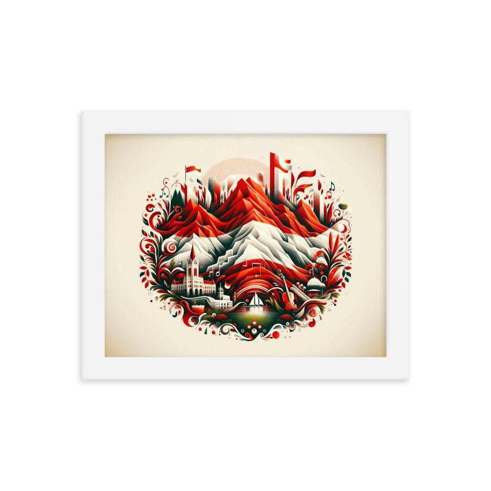 Austrian Alps Folk Art Nestled Village Decorative Framed Poster - Oh Posters