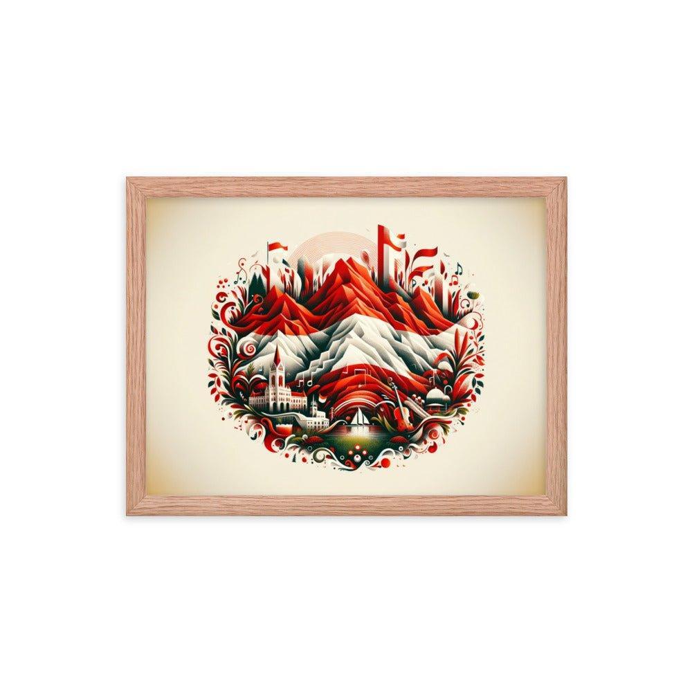 Austrian Alps Folk Art Nestled Village Decorative Framed Poster - Oh Posters