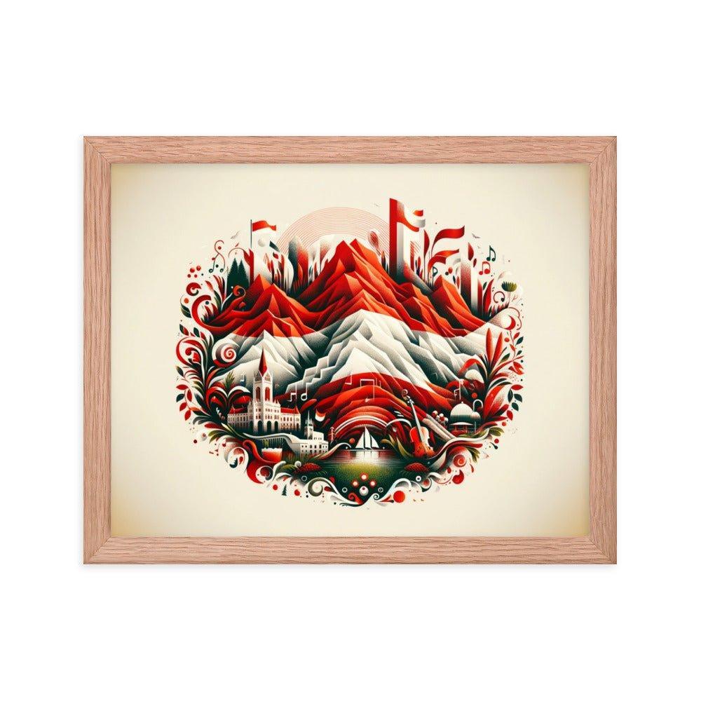 Austrian Alps Folk Art Nestled Village Decorative Framed Poster - Oh Posters