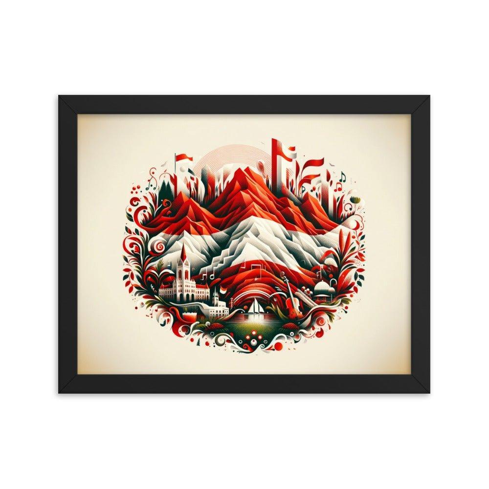 Austrian Alps Folk Art Nestled Village Decorative Framed Poster - Oh Posters