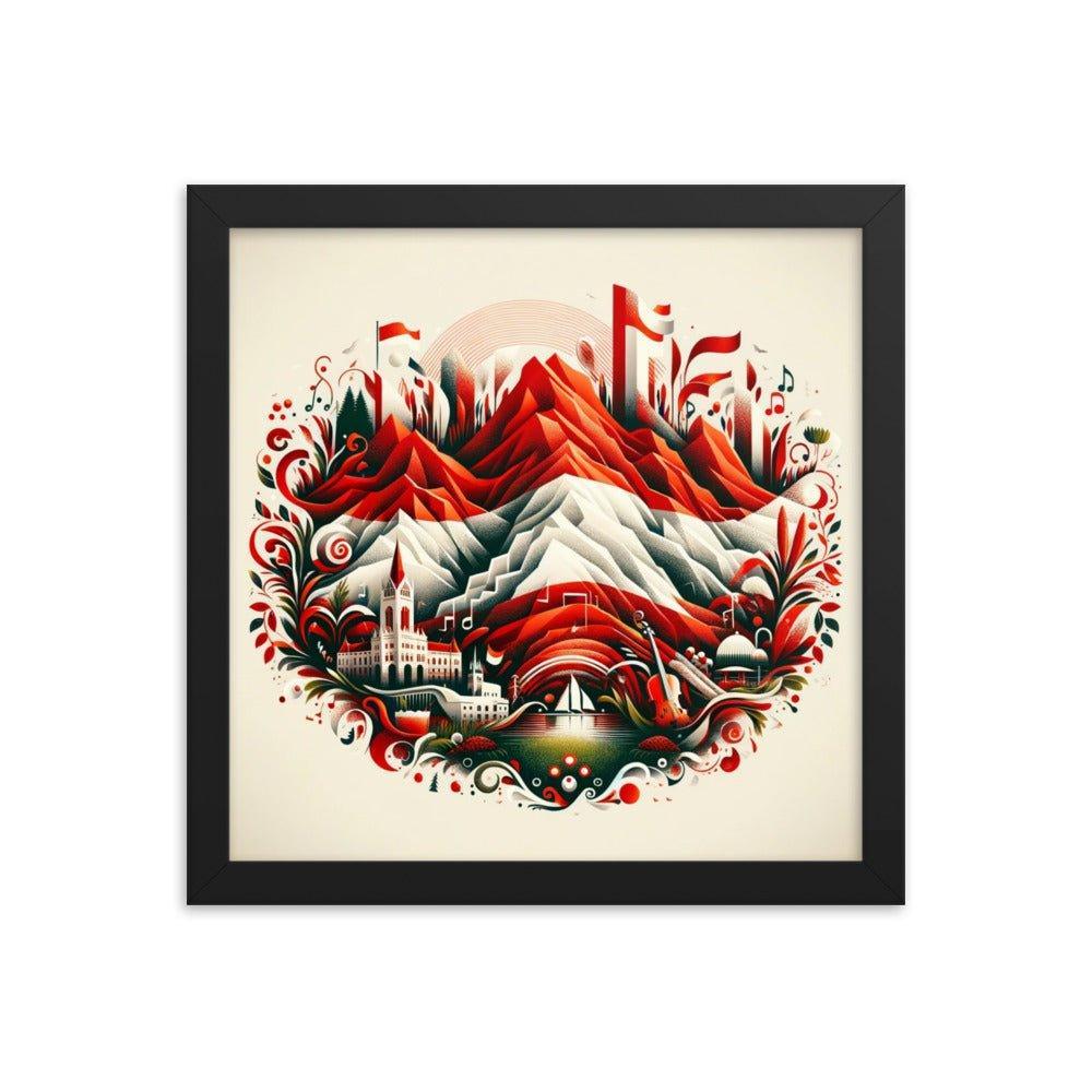 Austrian Alps Folk Art Nestled Village Decorative Framed Poster - Oh Posters