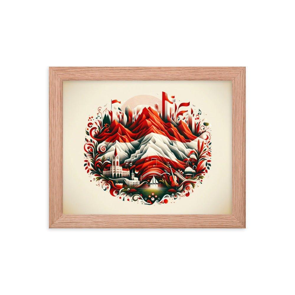 Austrian Alps Folk Art Nestled Village Decorative Framed Poster - Oh Posters