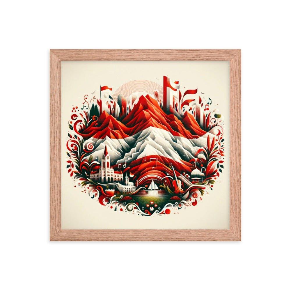 Austrian Alps Folk Art Nestled Village Decorative Framed Poster - Oh Posters