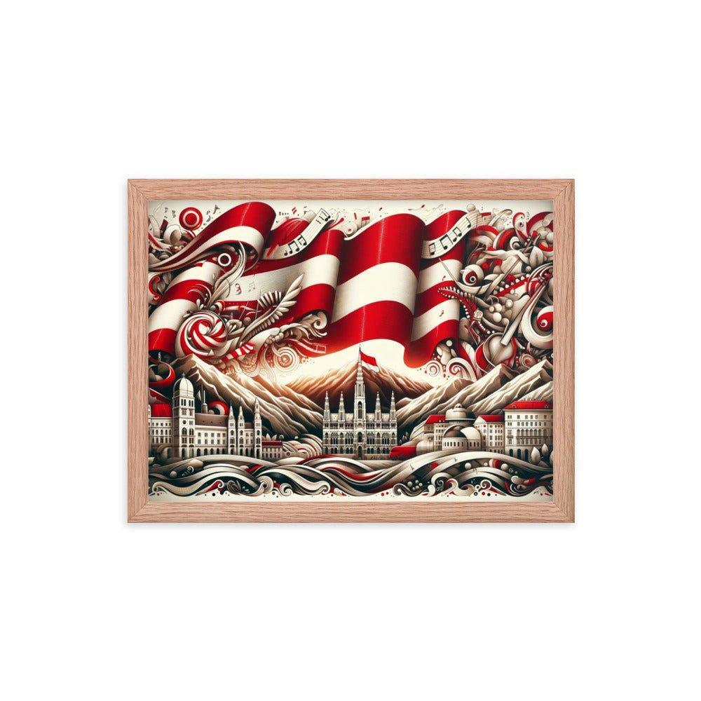 Austrian Flag Waves Over Vienna Surreal Art Framed Poster - Oh Posters