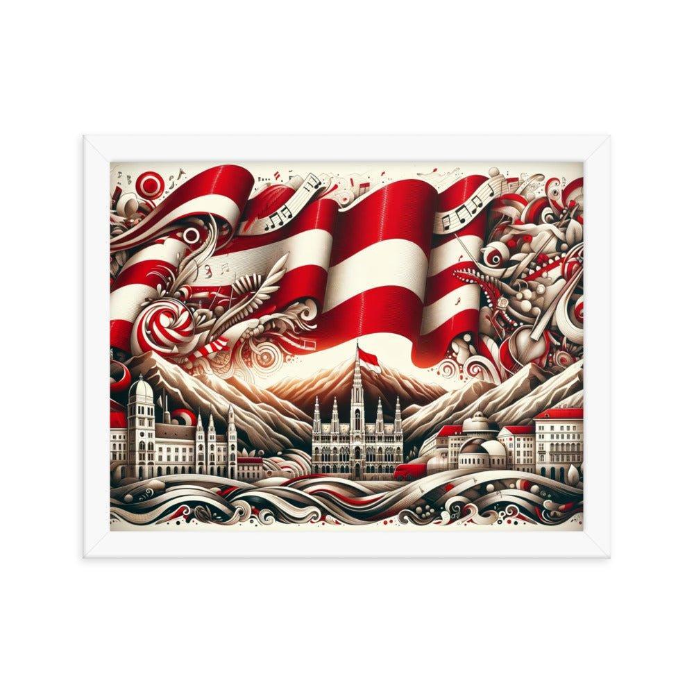 Austrian Flag Waves Over Vienna Surreal Art Framed Poster - Oh Posters