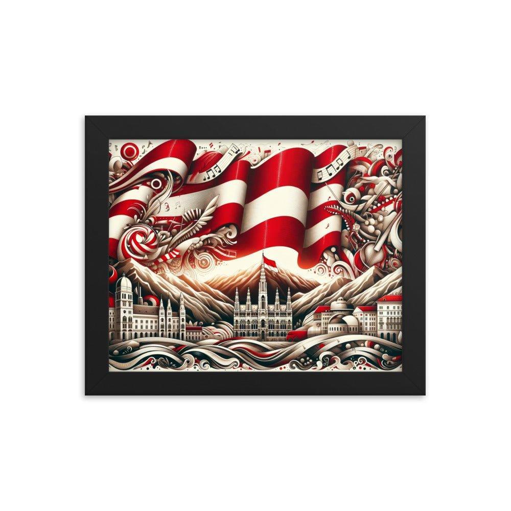 Austrian Flag Waves Over Vienna Surreal Art Framed Poster - Oh Posters