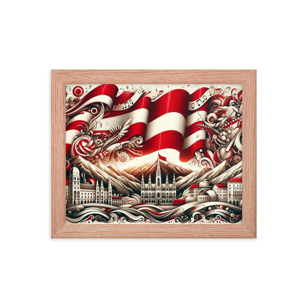 Austrian Flag Waves Over Vienna Surreal Art Framed Poster - Oh Posters