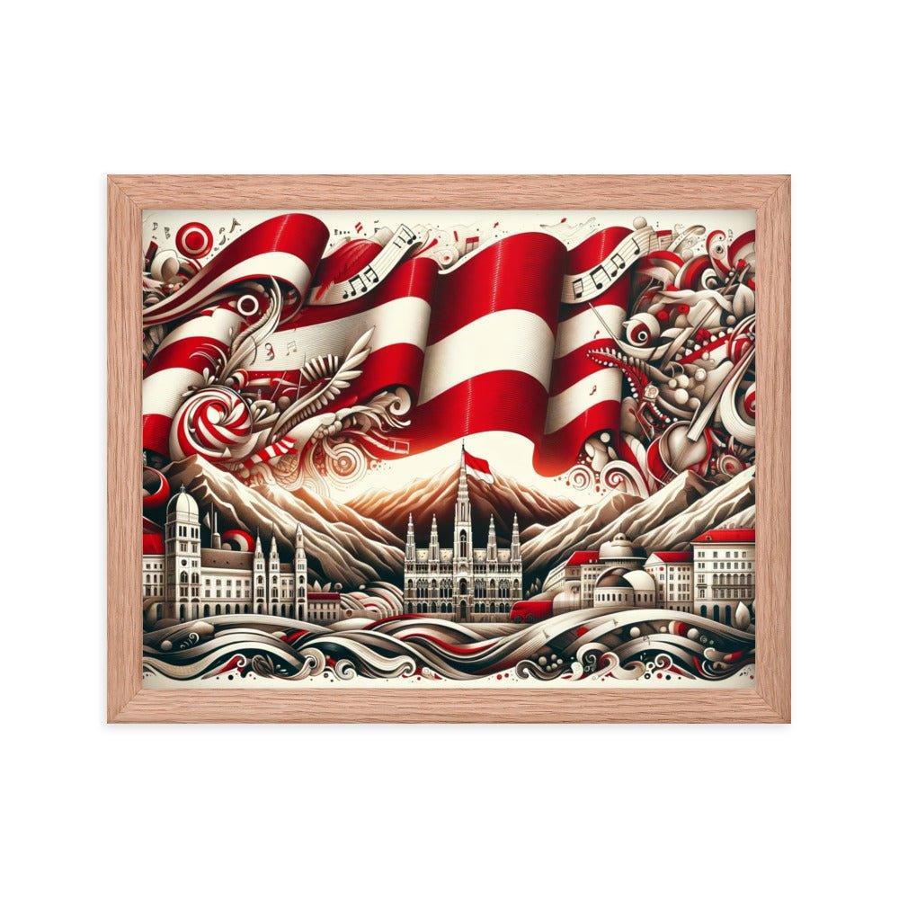 Austrian Flag Waves Over Vienna Surreal Art Framed Poster - Oh Posters