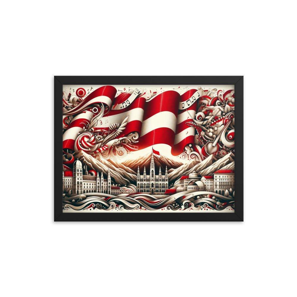 Austrian Flag Waves Over Vienna Surreal Art Framed Poster - Oh Posters