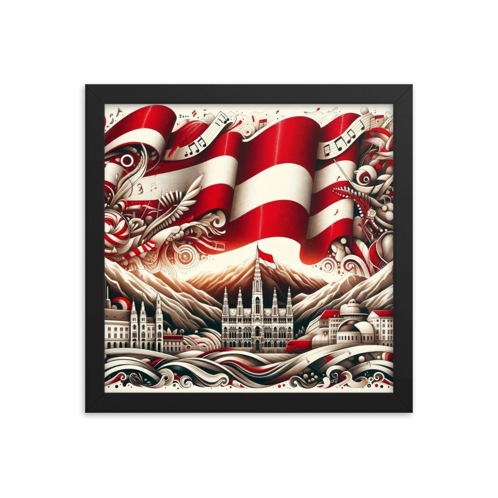 Austrian Flag Waves Over Vienna Surreal Art Framed Poster - Oh Posters