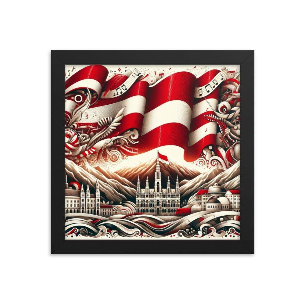 Austrian Flag Waves Over Vienna Surreal Art Framed Poster - Oh Posters