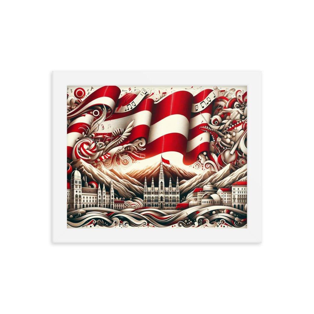 Austrian Flag Waves Over Vienna Surreal Art Framed Poster - Oh Posters