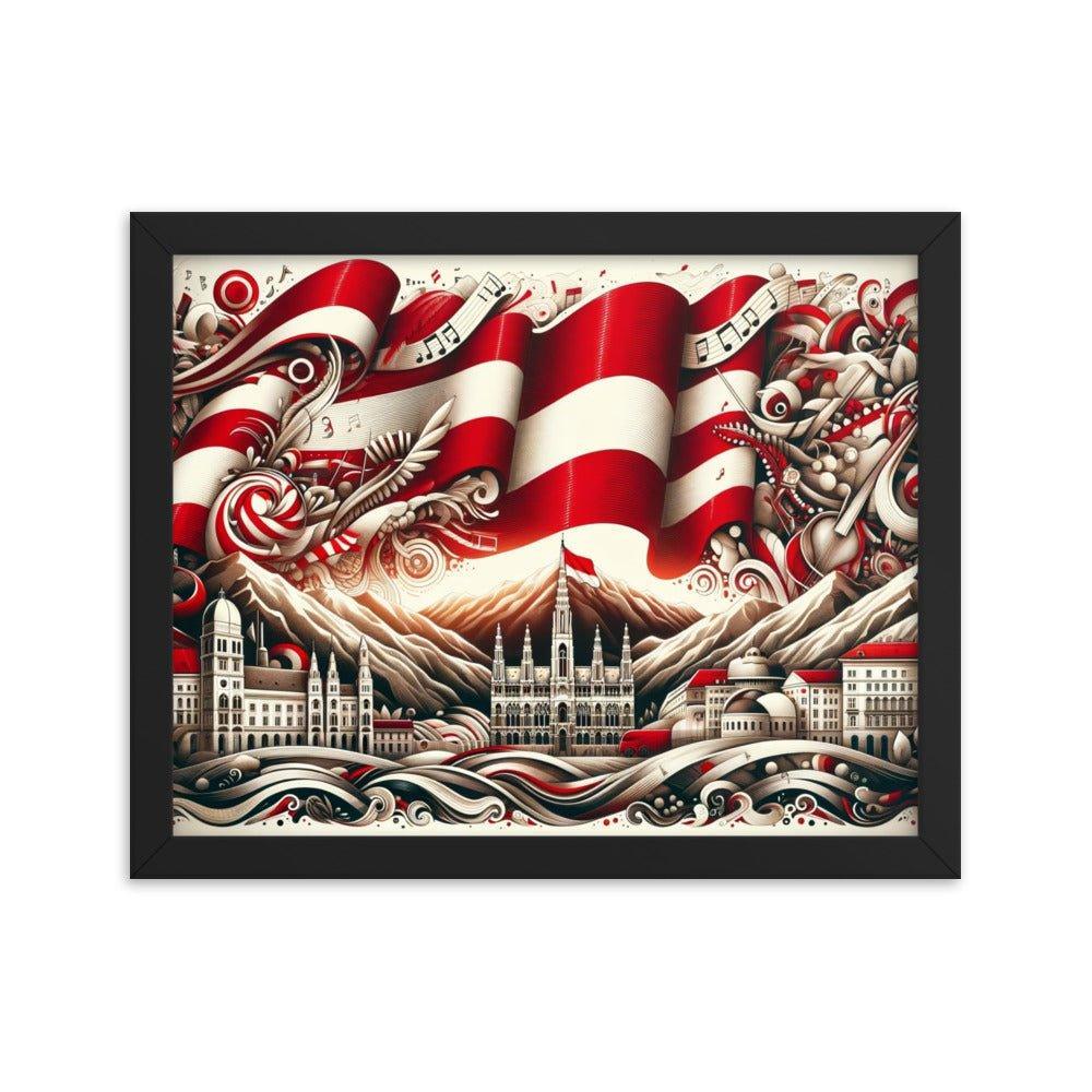 Austrian Flag Waves Over Vienna Surreal Art Framed Poster - Oh Posters