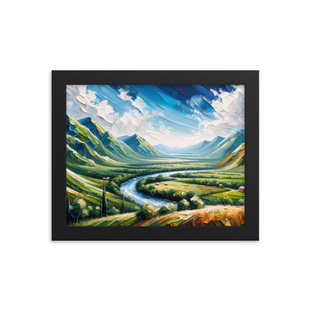 Azerbaijan Countryside River Valley Expressive Landscape Art Framed Poster - Oh Posters