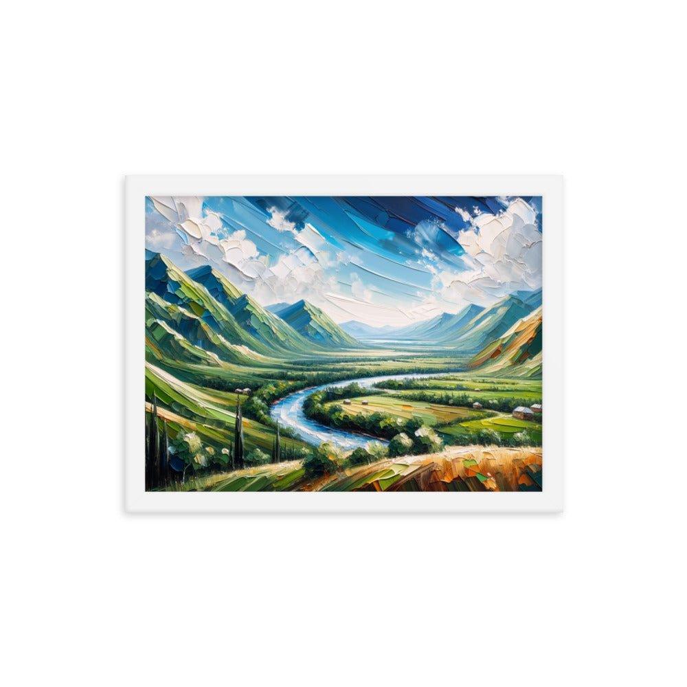 Azerbaijan Countryside River Valley Expressive Landscape Art Framed Poster - Oh Posters