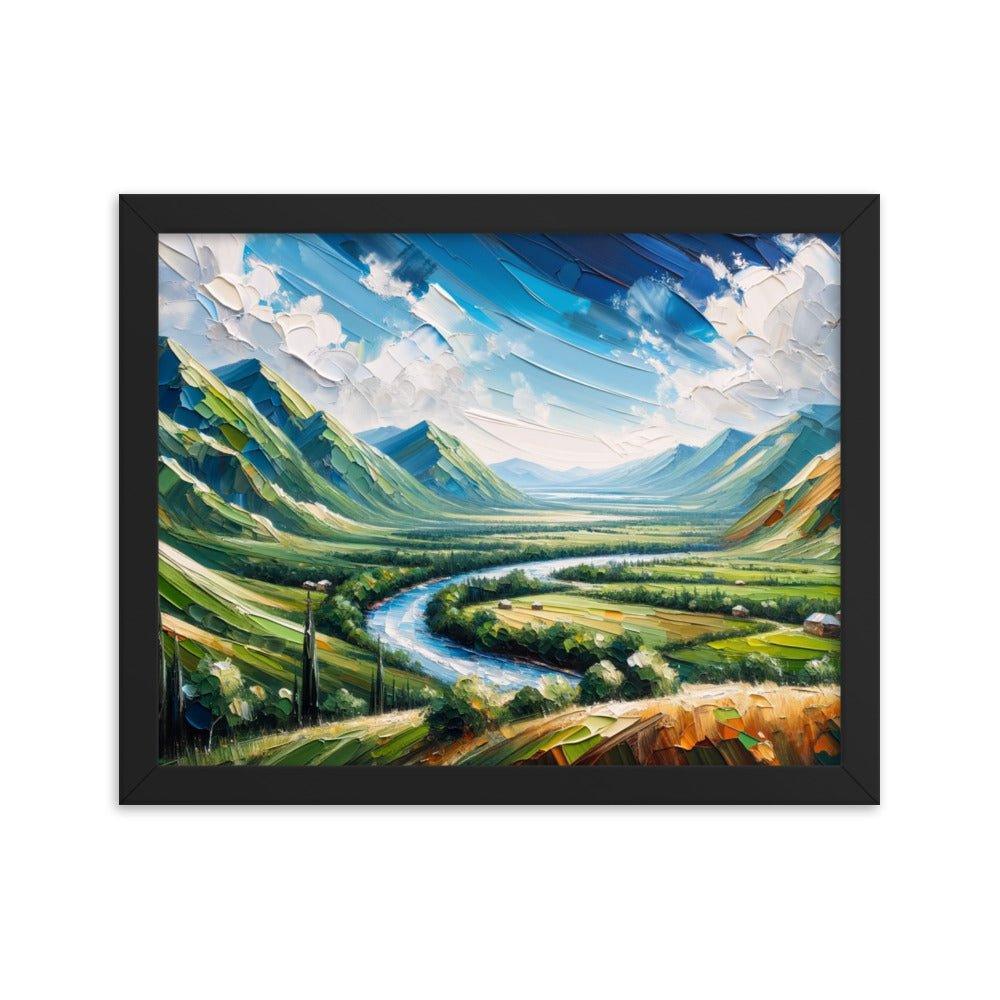 Azerbaijan Countryside River Valley Expressive Landscape Art Framed Poster - Oh Posters