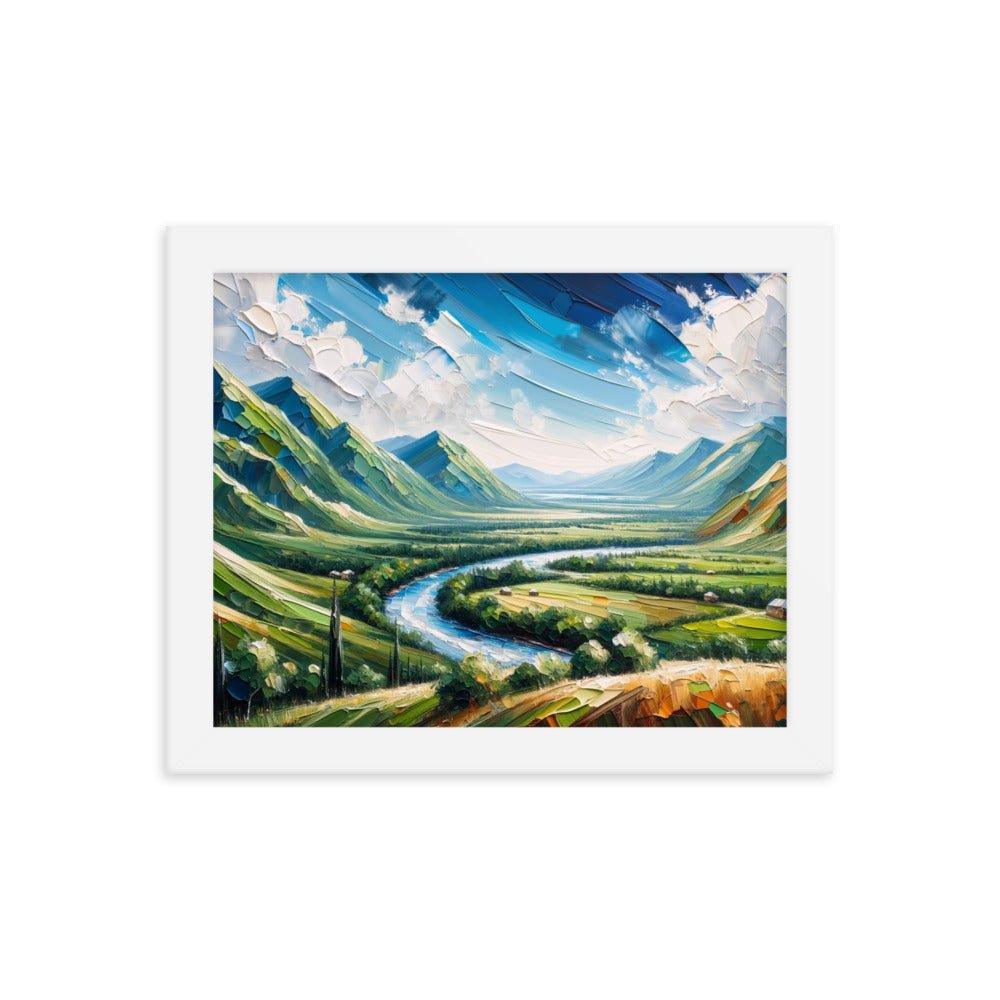 Azerbaijan Countryside River Valley Expressive Landscape Art Framed Poster - Oh Posters