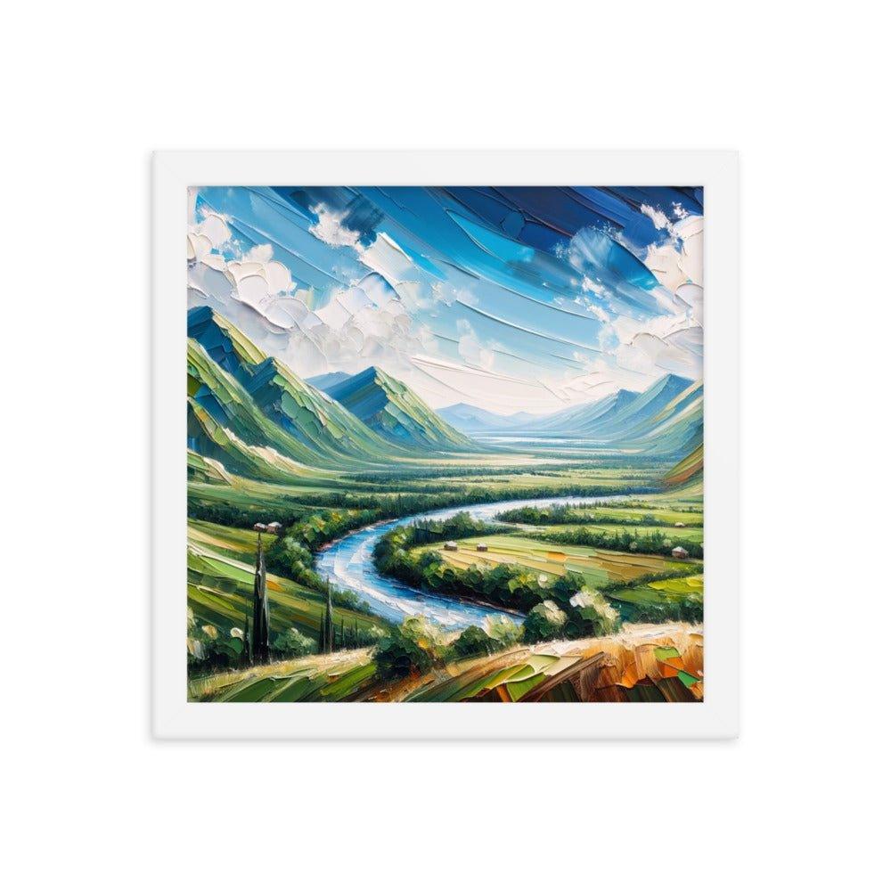 Azerbaijan Countryside River Valley Expressive Landscape Art Framed Poster - Oh Posters