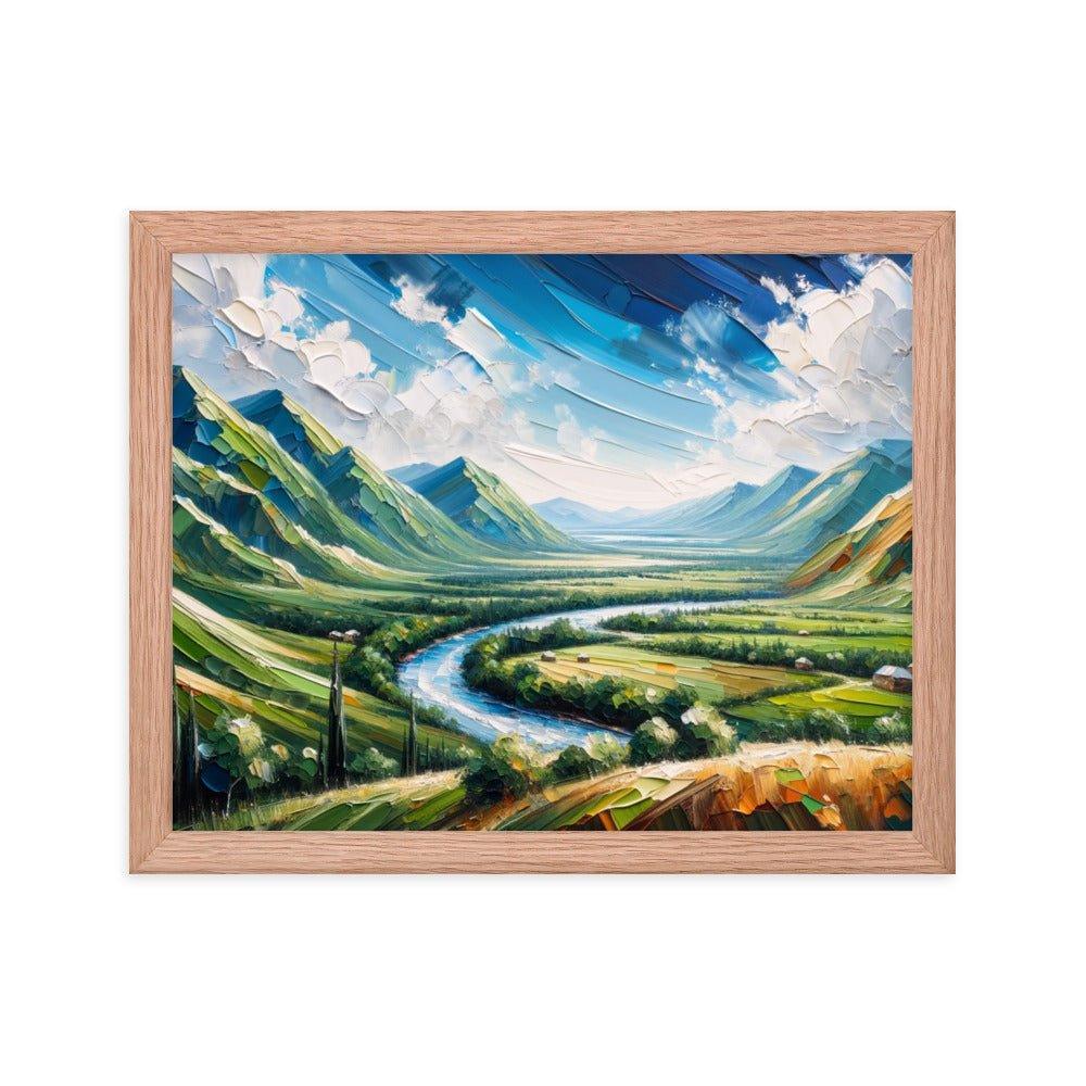 Azerbaijan Countryside River Valley Expressive Landscape Art Framed Poster - Oh Posters