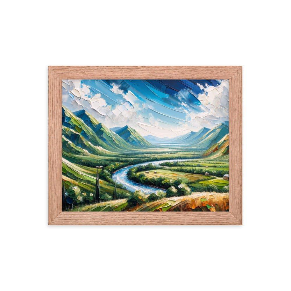 Azerbaijan Countryside River Valley Expressive Landscape Art Framed Poster - Oh Posters